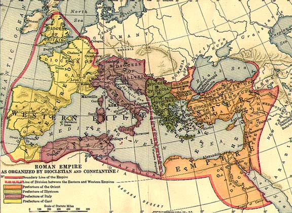 Map of the Roman Empire ca. 300 CE