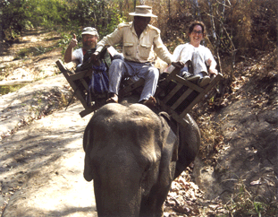 Jens and Carol's first elephant ride